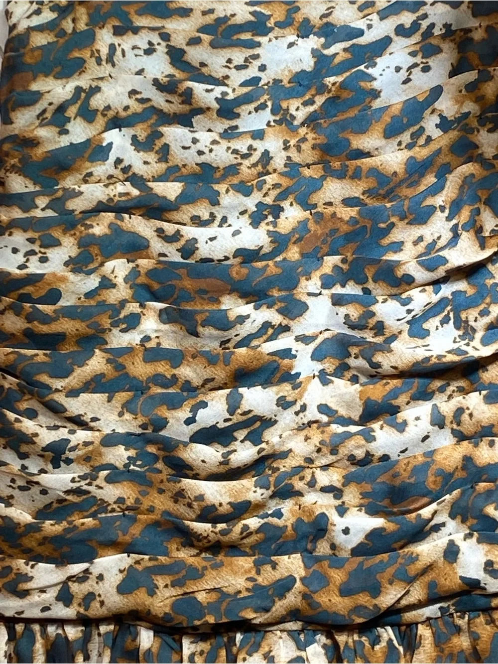 New York & Company Teal, Tan & White Ruffle-Detail Midi Skirt